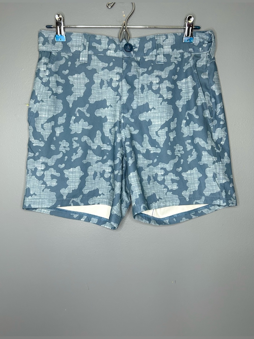 Huk Swim Trunks Shorts Mens S Blue Camo Fishing Quick Dry Pockets Performance